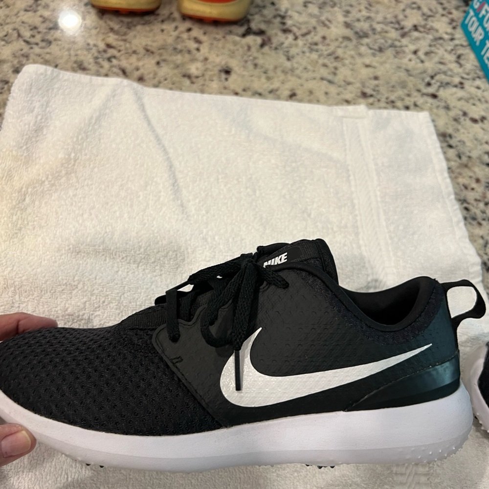 Nike Black Mesh Golf Sneakers with White Swoosh